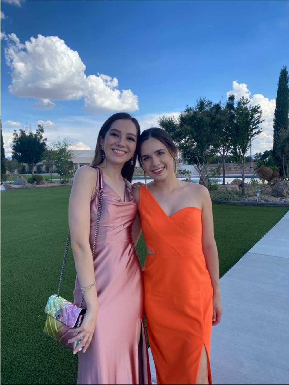 One-Shoulder Bright Orange Evening Dress